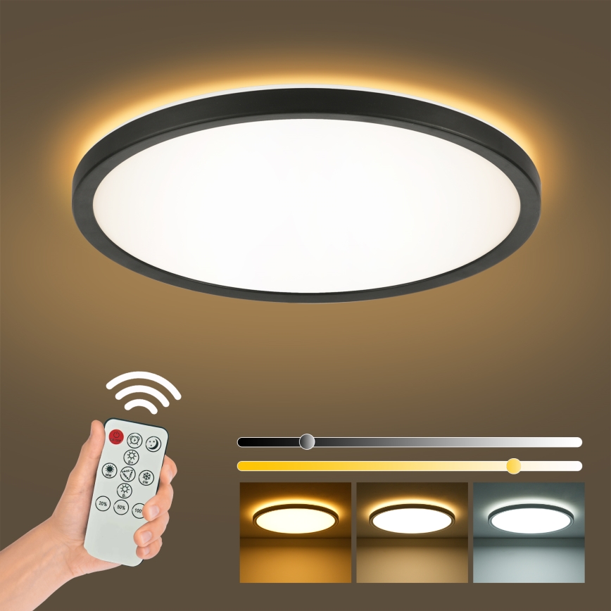 Brilagi - Dimmbare LED-Deckenleuchte ULTRA SLIM LED/18W/230V 2700-6500K d 30 cm schwarz + Fernbedienung