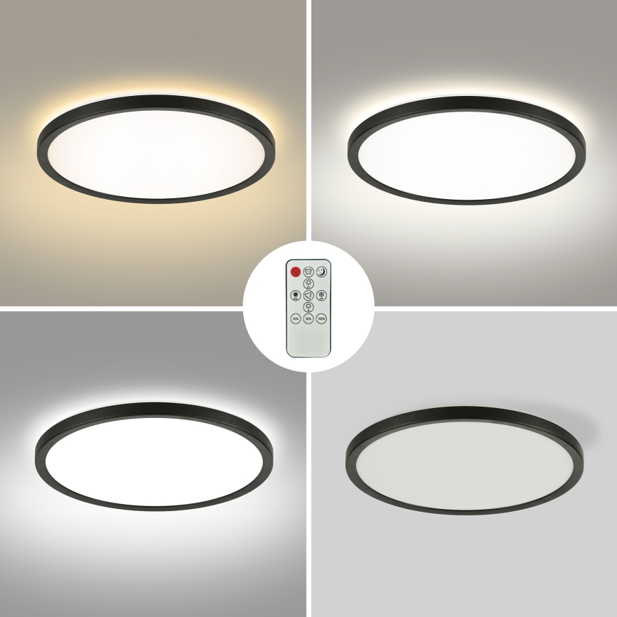 Brilagi - Dimmbare LED-Deckenleuchte ULTRA SLIM LED/18W/230V 2700-6500K d 30 cm schwarz + Fernbedienung