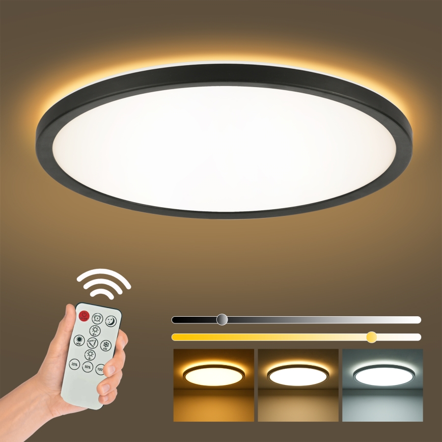 Brilagi - Dimmbare LED-Deckenleuchte ULTRA SLIM LED/24W/230V 2700-6500K d 42 cm schwarz + Fernbedienung