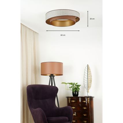 Brilagi - Dimmbare LED-Deckenleuchte VEGAS SHINE LED/24W/230V d 60 cm 3000/4000/6500K braun + Fernbedienung