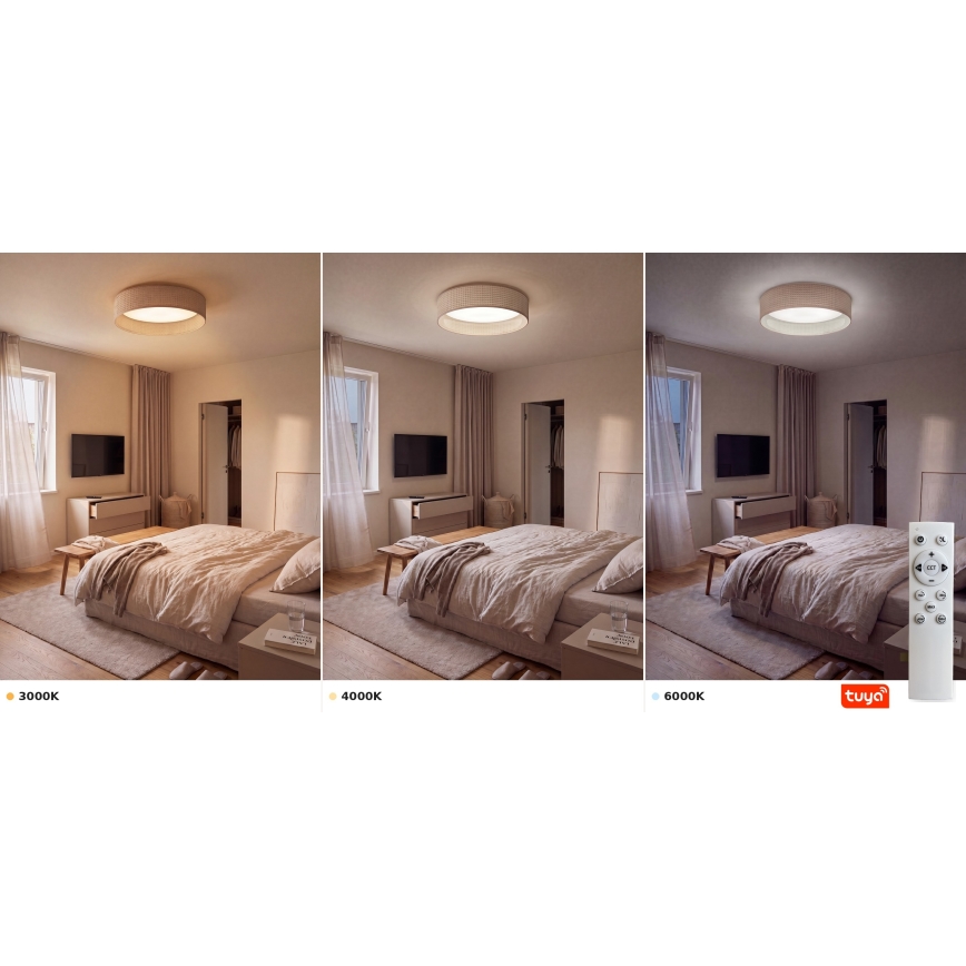 Brilagi - dimmbare LED-Deckenleuchte VELVET SMARTIX LED/24W/230V 3000-6000K Ø 45 cm beige Wi-Fi Tuya Beacon + Fernbedienung