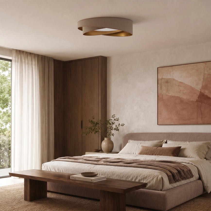 BRILAGI - dimmbare LED-Deckenleuchte VELVET TWIST LED/36W/230V 3000-6000K Ø 65 cm Wi-Fi Tuya Beacon beige/gold + Fernbedienung