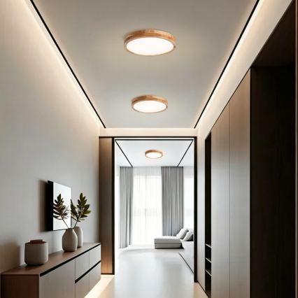 BRILAGI - dimmbare LED-Deckenleuchte WOODLINE LED/48W/230V 3000-6000K Eiche Ø 40 cm + Fernbedienung