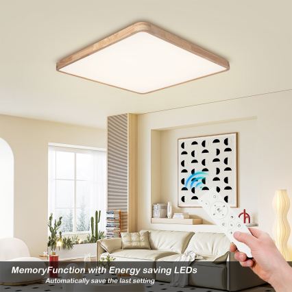 BRILAGI - dimmbare LED-Deckenleuchte WOODLINE SQUARE LED/180W/230V 3000-6000K Eiche 100x100 cm + Fernbedienung