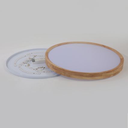Brilagi - LED-dimmbare Deckenleuchte WOODROUND LED/40W/230V 3000-6000K Ø 60 cm Holz CRI 90 + Fernbedienung