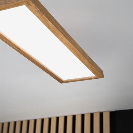 Brilagi - Dimmbare LED-Deckenleuchte für Badezimmer WOODY FRAME LED/50W/230V Eiche 120x30 cm 3000-6000K IP44 + Fernbedienung