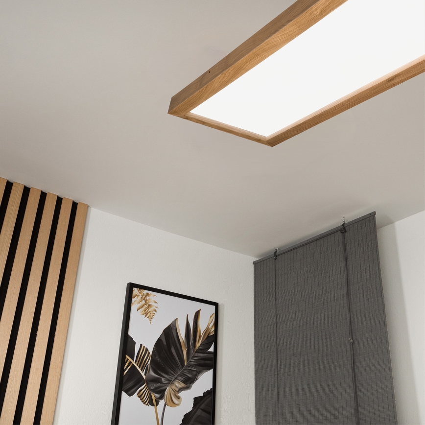 Brilagi - Dimmbare LED-Deckenleuchte für Badezimmer WOODY FRAME LED/50W/230V Eiche 120x30 cm 3000-6000K IP44 + Fernbedienung