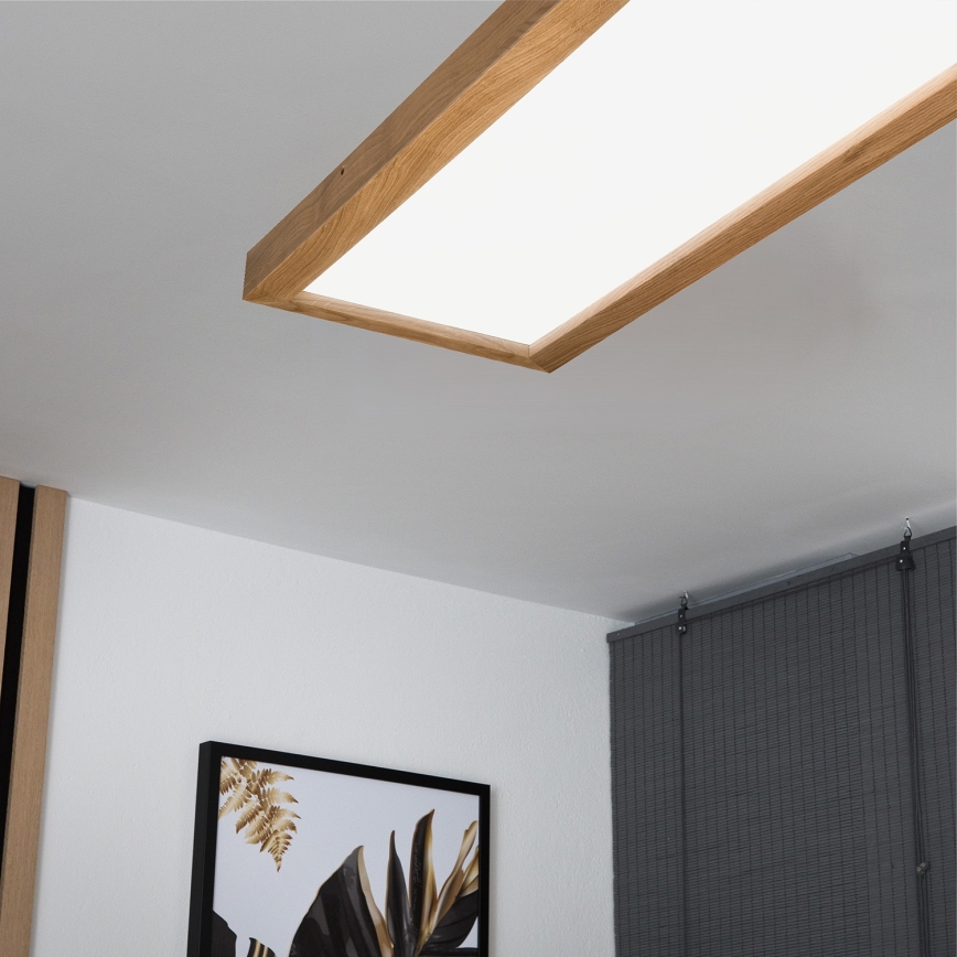 Brilagi - Dimmbare LED-Deckenleuchte für Badezimmer WOODY FRAME LED/50W/230V Eiche 120x30 cm 3000-6000K IP44 + Fernbedienung