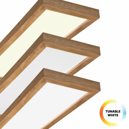 Brilagi - Dimmbare LED-Deckenleuchte für Badezimmer WOODY FRAME LED/50W/230V Eiche 120x30 cm 3000-6000K IP44 + Fernbedienung