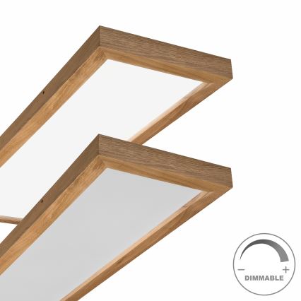 Brilagi - Dimmbare LED-Deckenleuchte für Badezimmer WOODY FRAME LED/50W/230V Eiche 120x30 cm 3000-6000K IP44 + Fernbedienung