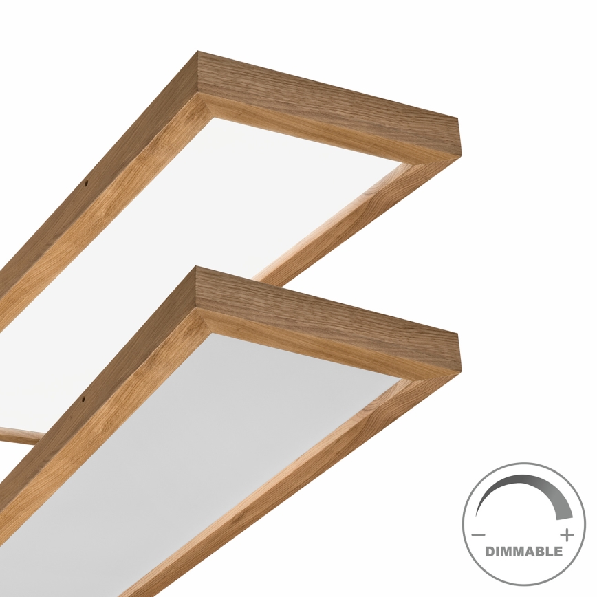 Brilagi - Dimmbare LED-Deckenleuchte für Badezimmer WOODY FRAME LED/50W/230V Eiche 120x30 cm 3000-6000K IP44 + Fernbedienung