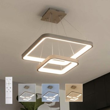 BRILAGI - Dimmbare LED-Pendelleuchte an Kabel FALCON SLIM LED/78W/230V 3000-6500K 50x50 cm beige + Fernbedienung
