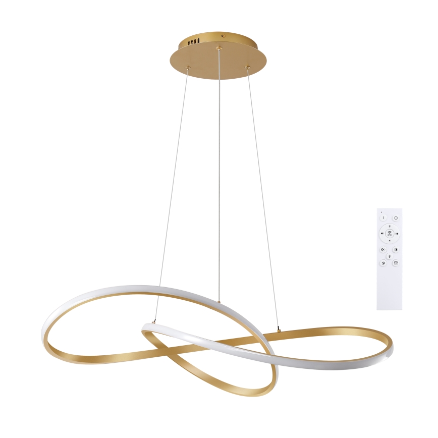Brilagi - LED-dimmbare Pendelleuchte mit Seilaufhängung INFINITY LED/80W/230V 3000-6000K 80x80 cm goldfarben + Fernbedienung