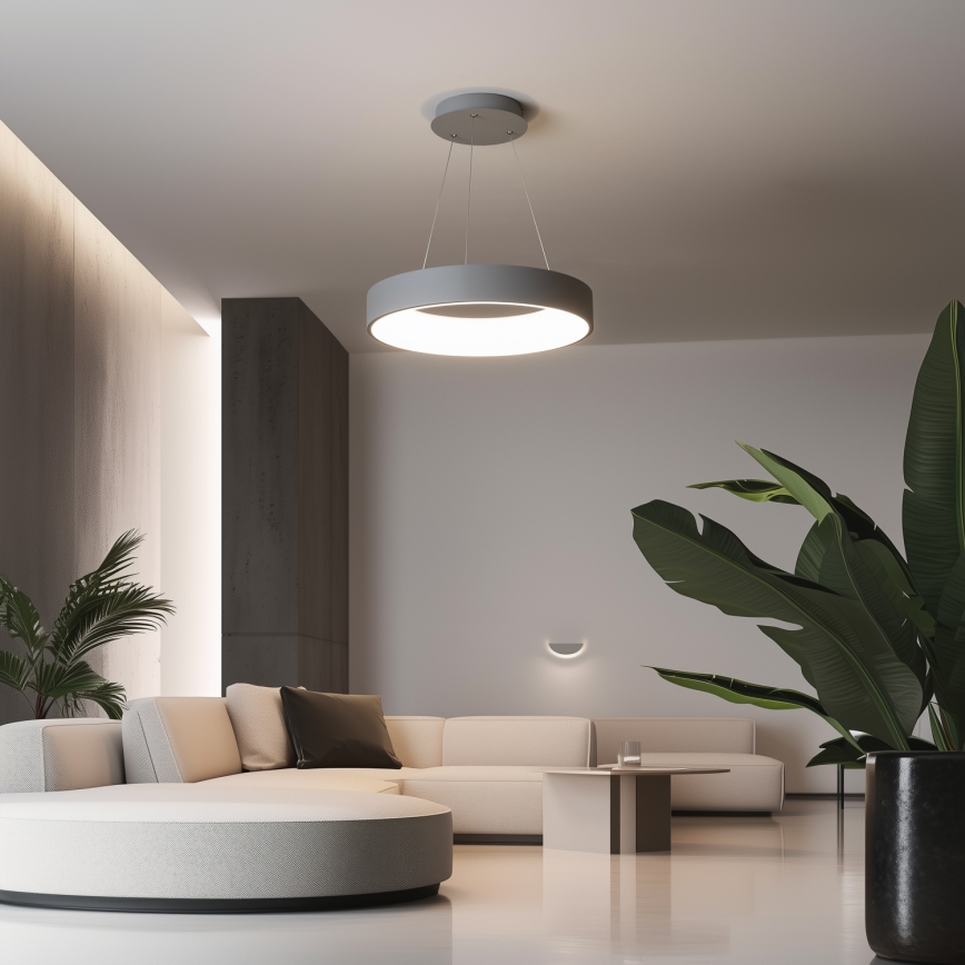 Brilagi - LED dimmbare Pendelleuchte mit Seilaufhängung FALCON LED/40W/230V 3000–6500K Ø 45 cm grau + Fernbedienung
