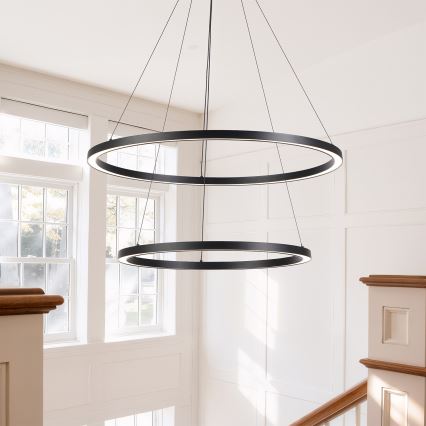 Brilagi - dimmbare LED-Hängeleuchte am Kabel PORTOFINO LED/98W/230V 3000-6000K Ø 80 cm schwarz + Fernbedienung