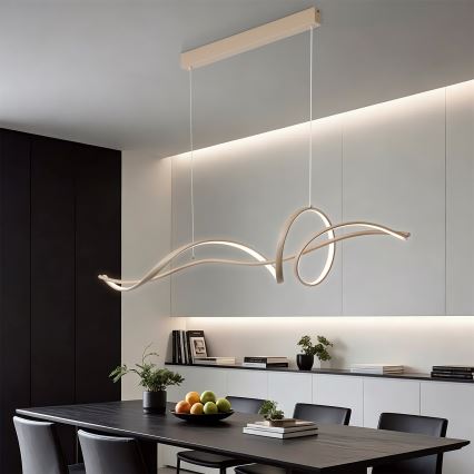 Brilagi - LED-dimmbare Hängeleuchte an Seil SIGNATURE LED/55W/230V 3000-6000K 120x23 cm beige + mit Fernbedienung