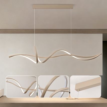 Brilagi - LED-dimmbare Hängeleuchte an Seil SIGNATURE LED/55W/230V 3000-6000K 120x23 cm beige + mit Fernbedienung