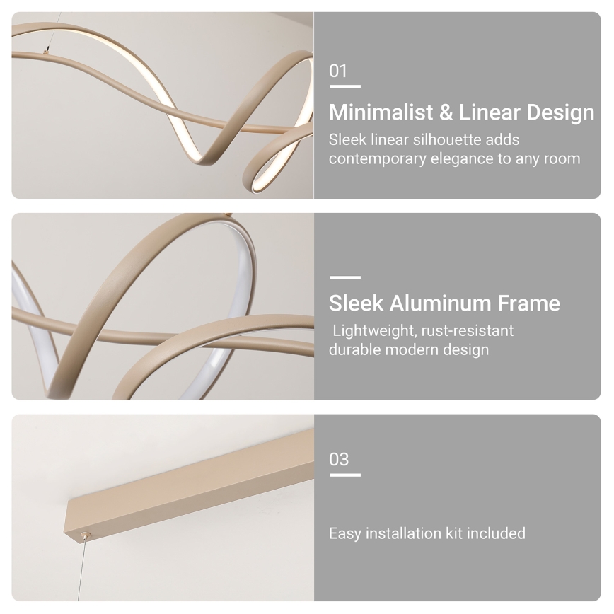 Brilagi - LED-dimmbare Hängeleuchte an Seil SIGNATURE LED/55W/230V 3000-6000K 120x23 cm beige + mit Fernbedienung