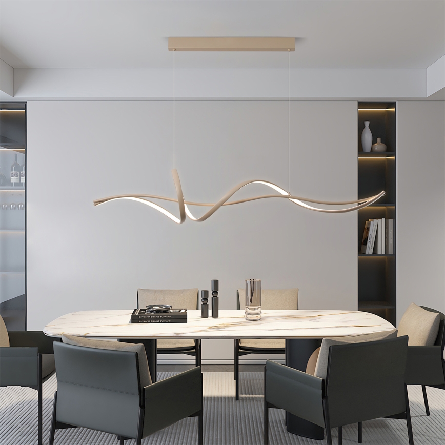 Brilagi - LED-dimmbare Hängeleuchte an Seil SIGNATURE LED/55W/230V 3000-6000K 120x23 cm beige + mit Fernbedienung