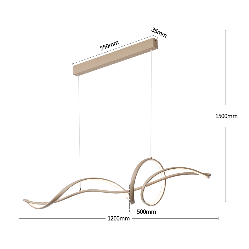 Brilagi - LED-dimmbare Hängeleuchte an Seil SIGNATURE LED/55W/230V 3000-6000K 120x23 cm beige + mit Fernbedienung