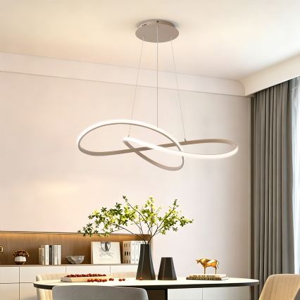 Brilagi - LED-dimmbare Pendelleuchte an Seil INFINITY LED/80W/230V 3000-6000K 80x80 cm beige + Fernbedienung