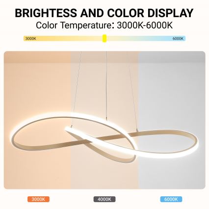 Brilagi - LED-dimmbare Pendelleuchte an Seil INFINITY LED/80W/230V 3000-6000K 80x80 cm beige + Fernbedienung