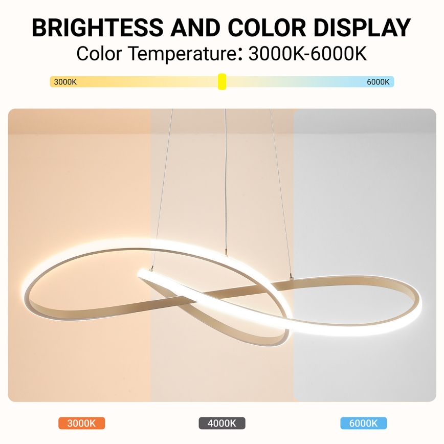 Brilagi - LED-dimmbare Pendelleuchte an Seil INFINITY LED/80W/230V 3000-6000K 80x80 cm beige + Fernbedienung