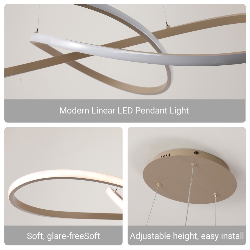 Brilagi - LED-dimmbare Pendelleuchte an Seil INFINITY LED/80W/230V 3000-6000K 80x80 cm beige + Fernbedienung