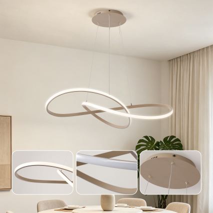 Brilagi - LED-dimmbare Pendelleuchte an Seil INFINITY LED/80W/230V 3000-6000K 80x80 cm beige + Fernbedienung