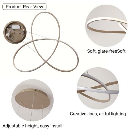 Brilagi - LED-dimmbare Pendelleuchte an Seil INFINITY LED/80W/230V 3000-6000K 80x80 cm beige + Fernbedienung