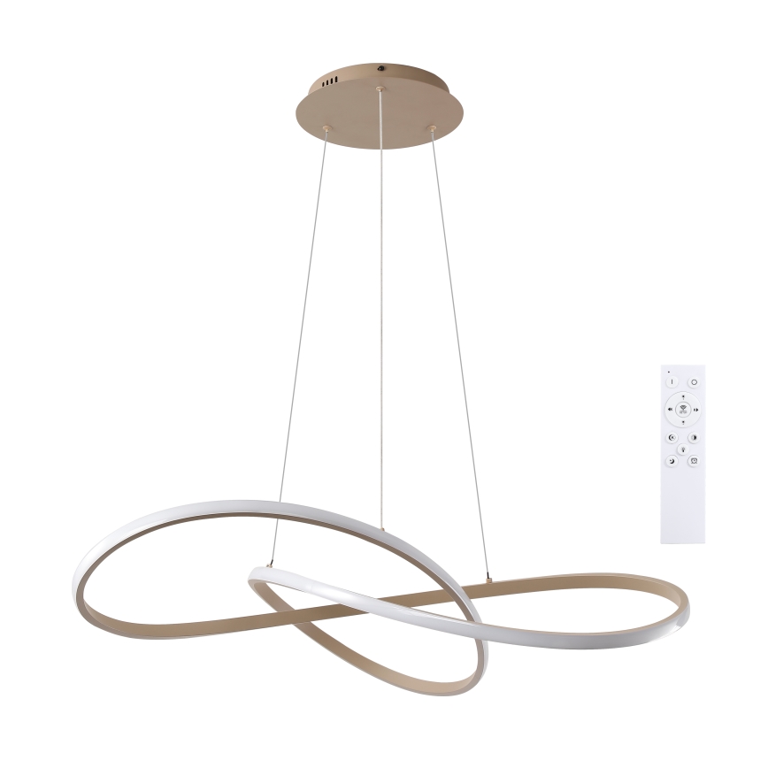 Brilagi - LED-dimmbare Pendelleuchte an Seil INFINITY LED/80W/230V 3000-6000K 80x80 cm beige + Fernbedienung