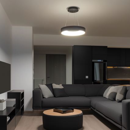 Brilagi - LED-dimmbare Hängeleuchte FALCON mit Seilaufhängung LED/40W/230V 3000-6500K Ø 45 cm schwarz + Fernbedienung