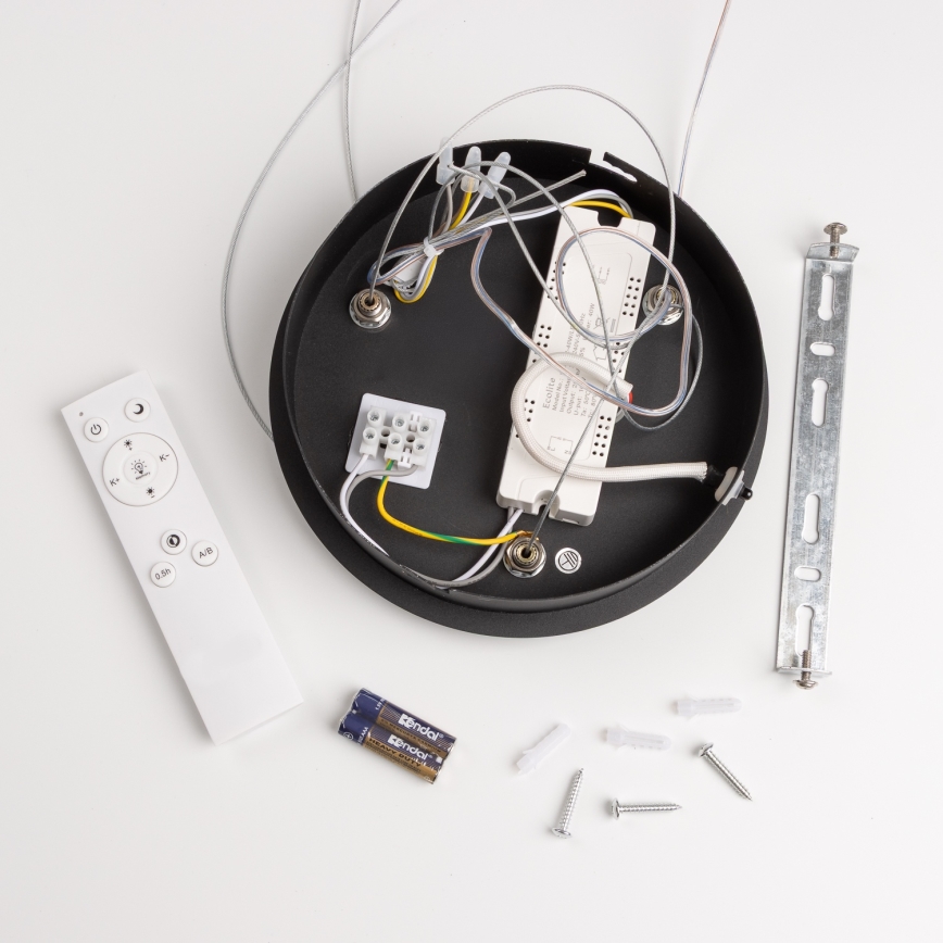 Brilagi - LED-dimmbare Hängeleuchte FALCON mit Seilaufhängung LED/40W/230V 3000-6500K Ø 45 cm schwarz + Fernbedienung