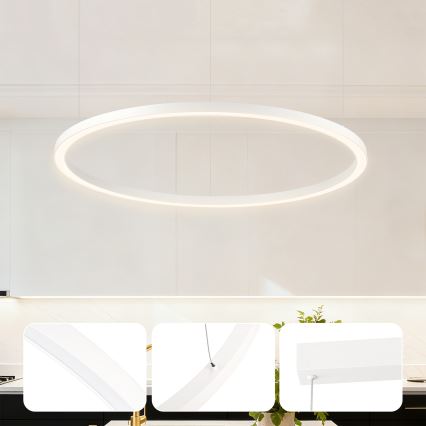 Brilagi - PORTOFINO LED-dimmbare Hängeleuchte an Kabel, LED/60W/230V, 3000–6000K, Ø 80 cm, weiß + Fernbedienung