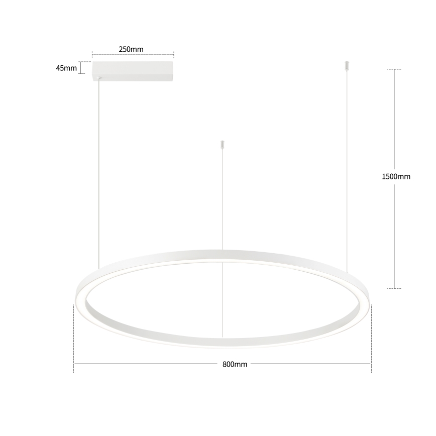 Brilagi - PORTOFINO LED-dimmbare Hängeleuchte an Kabel, LED/60W/230V, 3000–6000K, Ø 80 cm, weiß + Fernbedienung