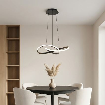 Brilagi - LED-dimmbare Pendelleuchte an Stahlseil INFINITY LED/55W/230V 3000–6000K 50×50 cm schwarz + Fernbedienung