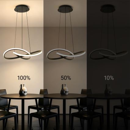 Brilagi - LED-dimmbare Pendelleuchte an Stahlseil INFINITY LED/55W/230V 3000–6000K 50×50 cm schwarz + Fernbedienung