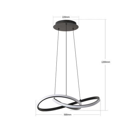 Brilagi - LED-dimmbare Pendelleuchte an Stahlseil INFINITY LED/55W/230V 3000–6000K 50×50 cm schwarz + Fernbedienung