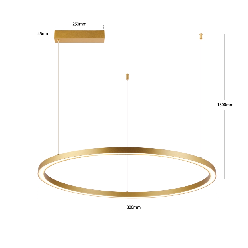 Brilagi - Dimmbare LED-Pendelleuchte an Kabel PORTOFINO LED/60W/230V 3000-6000K Ø 80 cm goldfarben + Fernbedienung