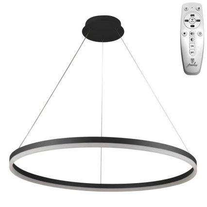 Brilagi - Dimmbare LED-Hängeleuchte CIRCLE mit Seilaufhängung, LED/55W/230V, 3000–6500K, Ø 80 cm, schwarz + Fernbedienung