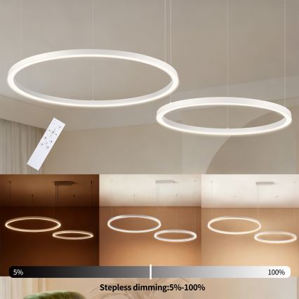Brilagi - LED dimmbarer Pendelleuchter PORTOFINO an Seilaufhängung LED/98W/230V 3000-6000K weiß + Fernbedienung
