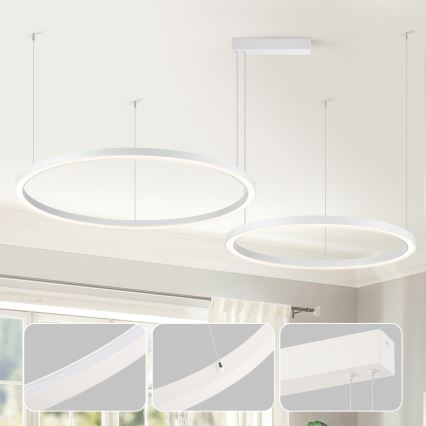 Brilagi - LED dimmbarer Pendelleuchter PORTOFINO an Seilaufhängung LED/98W/230V 3000-6000K weiß + Fernbedienung