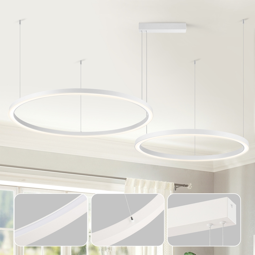 Brilagi - LED dimmbarer Pendelleuchter PORTOFINO an Seilaufhängung LED/98W/230V 3000-6000K weiß + Fernbedienung