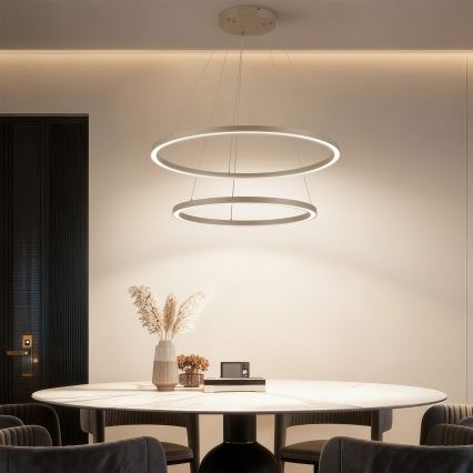 Brilagi - LED-dimmbarer Hängeleuchter an Seil PORTOFINO LED/98W/230V 3000-6000K Ø 80 cm beige + Fernbedienung