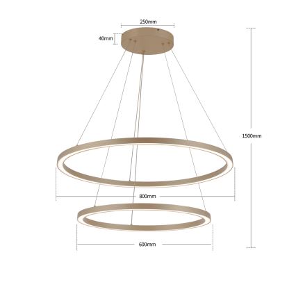 Brilagi - LED-dimmbarer Hängeleuchter an Seil PORTOFINO LED/98W/230V 3000-6000K Ø 80 cm beige + Fernbedienung