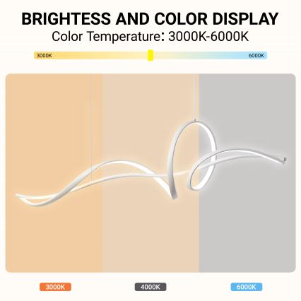 Brilagi - dimmbare seilabhängige LED-Pendelleuchte SIGNATURE LED/55W/230V 3000-6000K 120x23 cm weiß + Fernbedienung