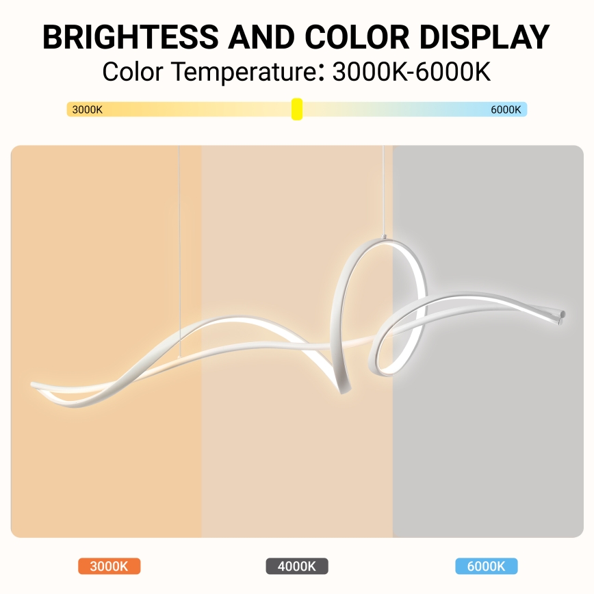 Brilagi - dimmbare seilabhängige LED-Pendelleuchte SIGNATURE LED/55W/230V 3000-6000K 120x23 cm weiß + Fernbedienung
