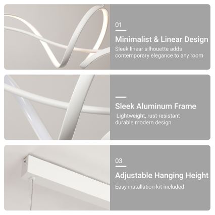 Brilagi - dimmbare seilabhängige LED-Pendelleuchte SIGNATURE LED/55W/230V 3000-6000K 120x23 cm weiß + Fernbedienung