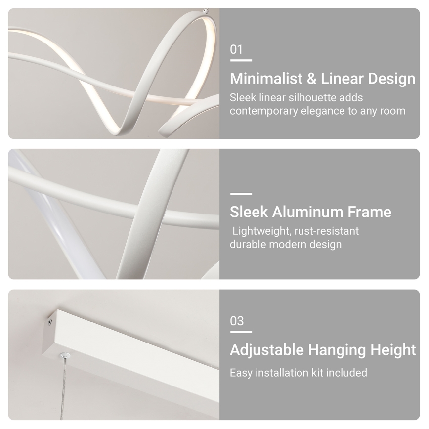 Brilagi - dimmbare seilabhängige LED-Pendelleuchte SIGNATURE LED/55W/230V 3000-6000K 120x23 cm weiß + Fernbedienung
