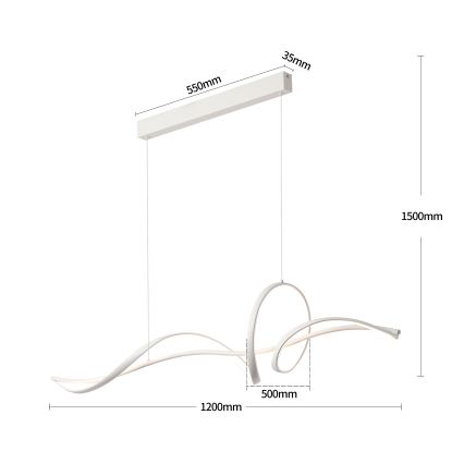 Brilagi - dimmbare seilabhängige LED-Pendelleuchte SIGNATURE LED/55W/230V 3000-6000K 120x23 cm weiß + Fernbedienung